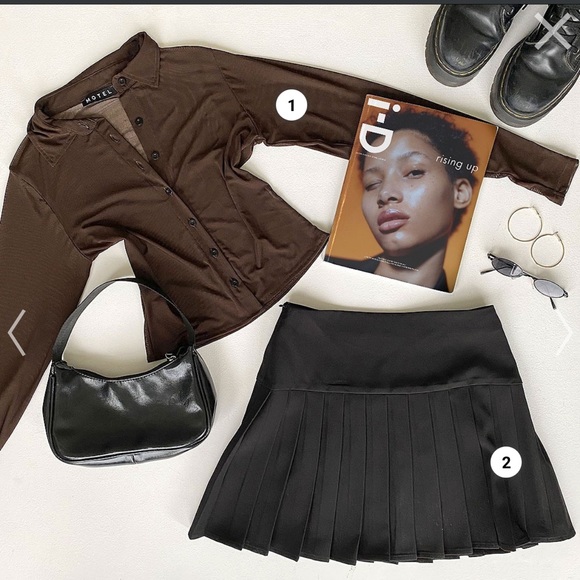 MOTEL ROCKS BROWN BUTTON UP MESH TOP IN CHOCOLATE - Picture 2 of 4